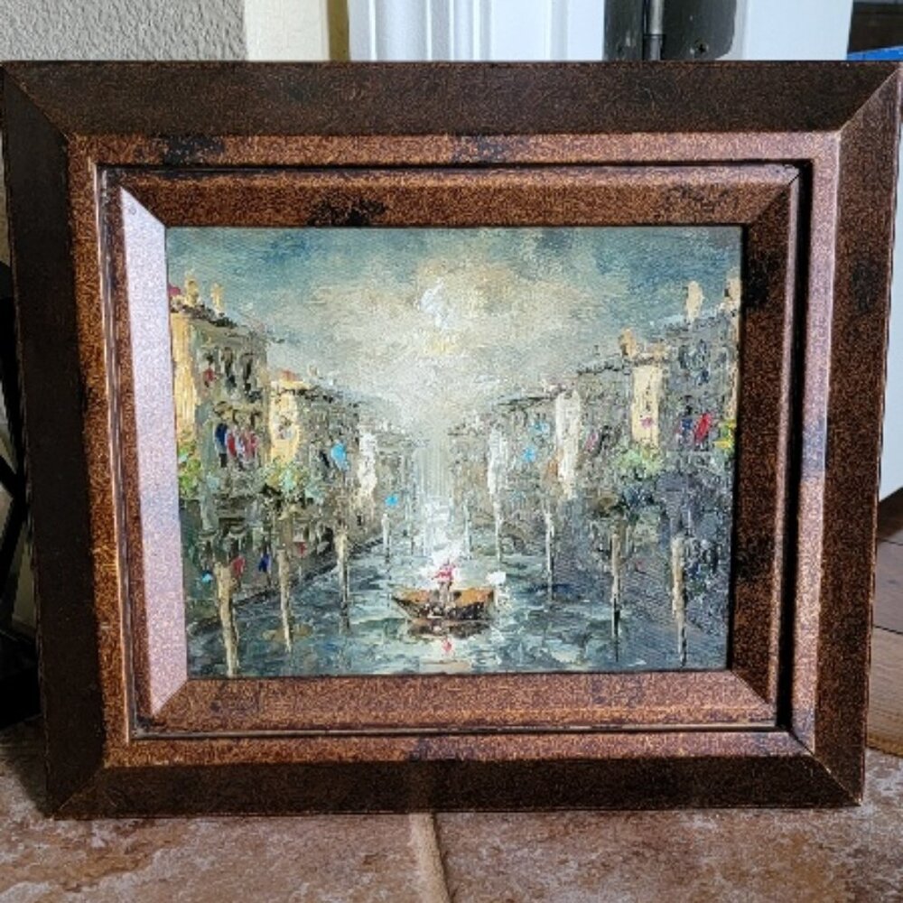 Oil On Canvas Venetian Landscape Decorative.